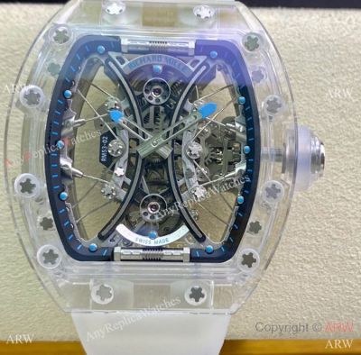 Super Clone Replica Richard Mille Sapphire Glass Case RM 53-02 Double Tourbillon Watch 